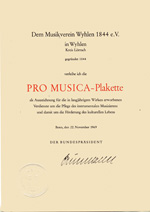 Verleihung Pro Musica Plakette 1969